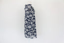 Dark blue dress with big white flowers - S-4