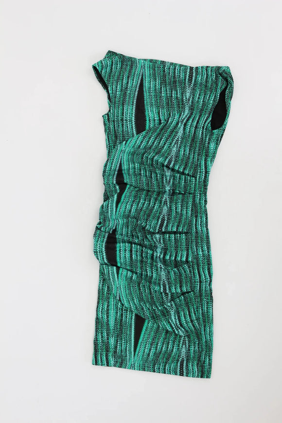 Country road green and black printed bodycon dress - XXS