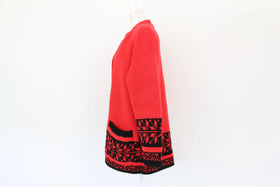 Vintage red and black winter cardigan - L - 0