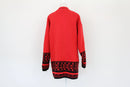 Vintage red and black winter cardigan - L-3