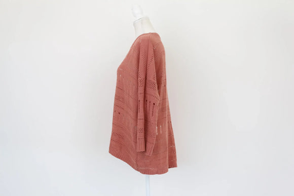 Pink open-knit jersey - M