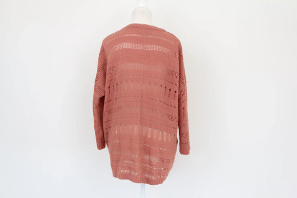 Pink open-knit jersey - M