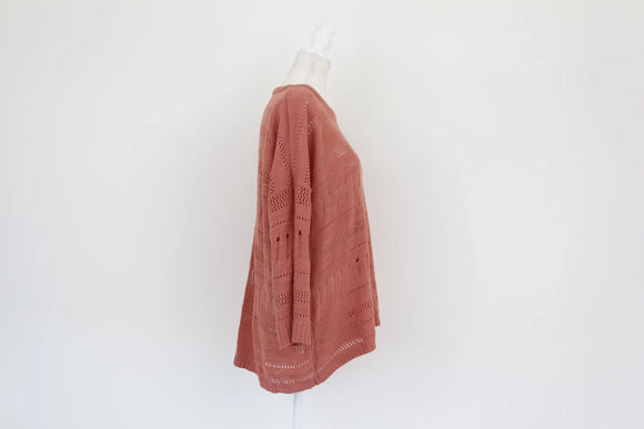 Pink open-knit jersey - M