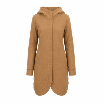 Tan Hooded Wool-Blend Coat | Size M | Pre-Loved