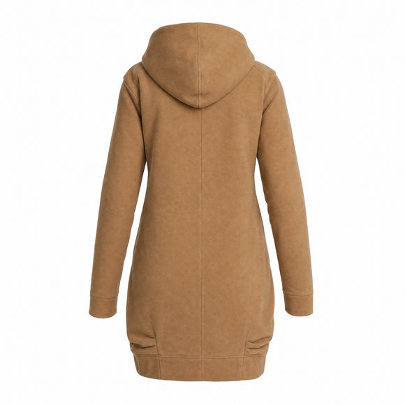 Tan Hooded Wool-Blend Coat | Size M | Pre-Loved