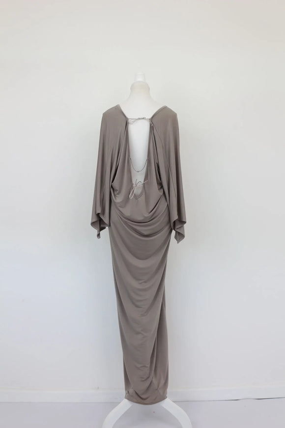 Light grey maxi dress with open back - XL