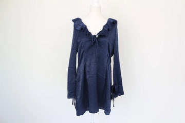 Midnight Blue Long-Sleeve Mini Dress – Size 18 | Brand new