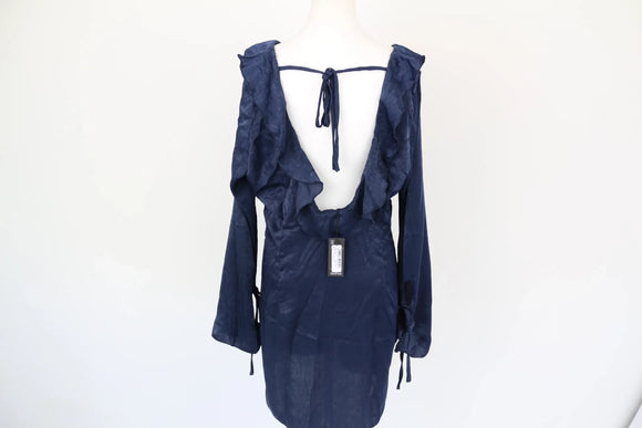 BOOHOO Midnight blue mini long sleeve dress - 18
