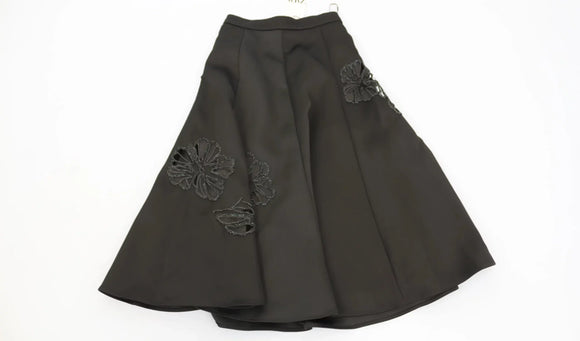 ZARA satin A-line beaded cut-out midi skirt - S