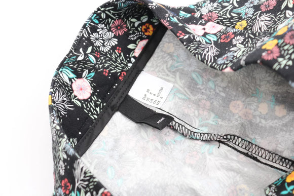 H&M black pants with floral print - 8