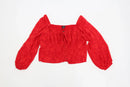 BOOHOO red textured long sleeve corset blouse - 22-1