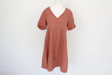 Burnt Orange Button-Down Dress – Size S | Thrift Finds