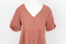 Burnt orange buttoned down dress - S-2