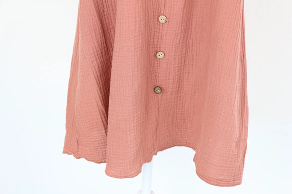 Burnt orange buttoned down dress - S