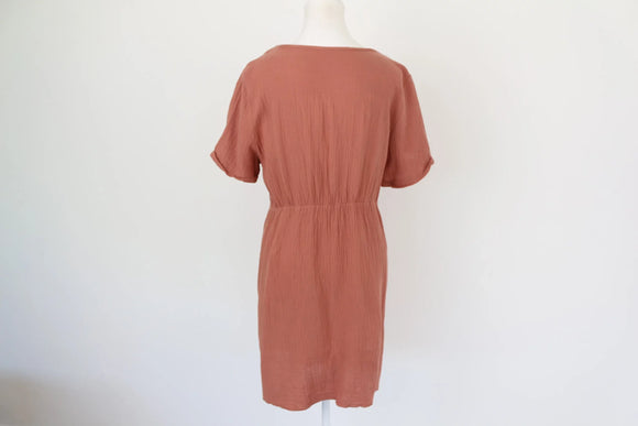 Burnt orange buttoned down dress - S