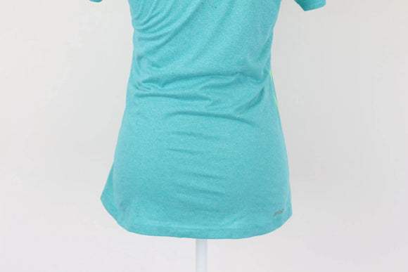New Balance blue top with bright yellow large logo - S