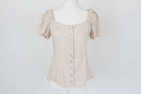 H&M beige button up blouse - 8