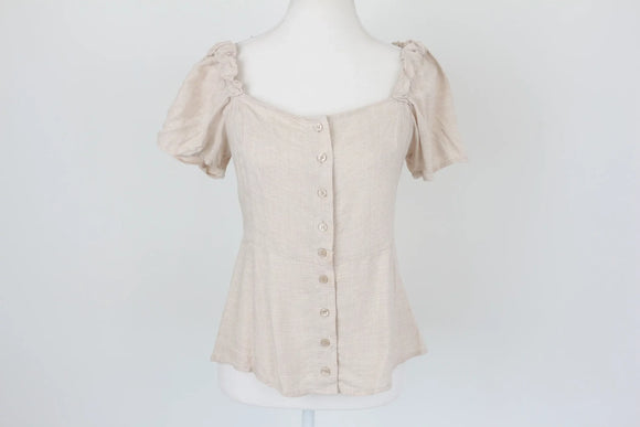 H&M beige button up blouse - 8