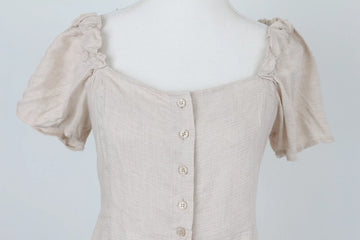 Beige Button-Up Blouse – Size 8 | Thrift Finds - 0