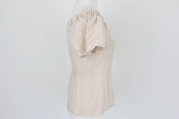 H&M beige button up blouse - 8