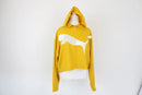 PUMA yellow cropped hoodie with large white logo - L-3