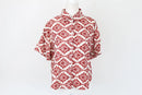 Exact cream, burnt orange and maroon cropped short sleeve shirt - S-1