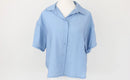 Exact dusty blue cropped short sleeve shirt - 10-1