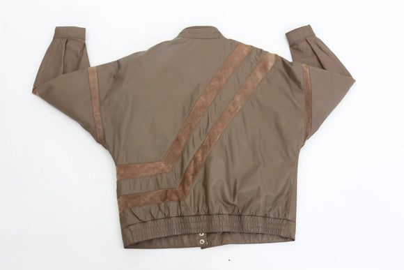 Brown genuine leather and suede bomber jacket - 14