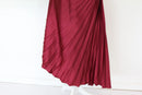 Maroon one shoulder pleated satin midi dress - M-3