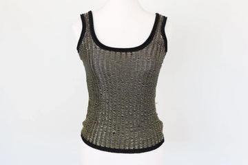 Gold & Black Knitted Blouse – Size S | Thrift Finds
