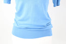 ZARA bright blue knitted short sleeve blouse with silver buttons - S-3