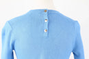 ZARA bright blue knitted short sleeve blouse with silver buttons - S-4
