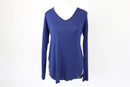 Midnight blue long sleeve v-neck top - XS-1