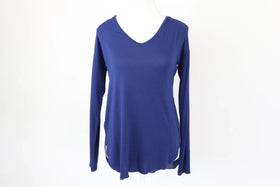 Midnight blue long sleeve v-neck top - XS