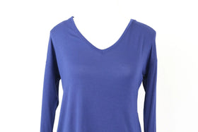 Midnight blue long sleeve v-neck top - XS - 0