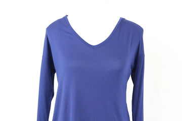 Midnight Blue Long-Sleeve V-Neck Top | Size XS | Pre-Loved - 0