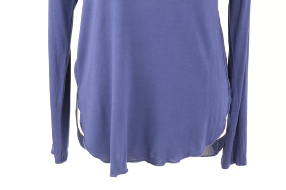 Midnight blue long sleeve v-neck top - XS