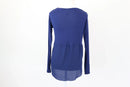 Midnight blue long sleeve v-neck top - XS-5