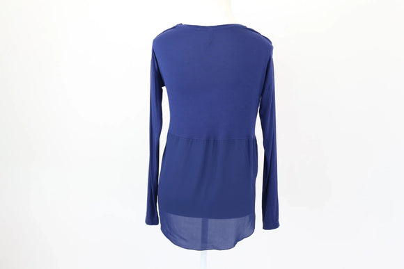 Midnight blue long sleeve v-neck top - XS