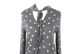 M&S navy blouse with green polka dots - 8 - 0