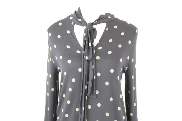 M&S navy blouse with green polka dots - 8