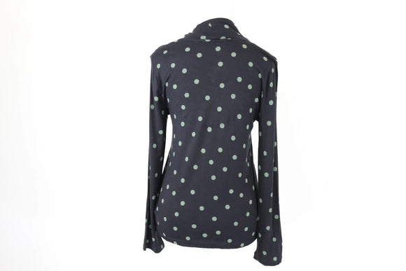 M&S navy blouse with green polka dots - 8