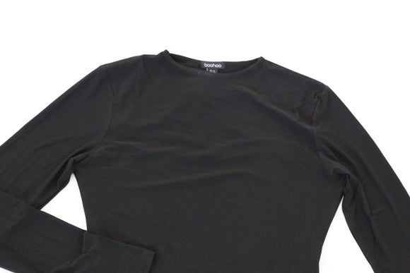 BOOHOO black skims long sleeve body suit - 16