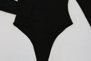 BOOHOO black skims long sleeve body suit - 16-3