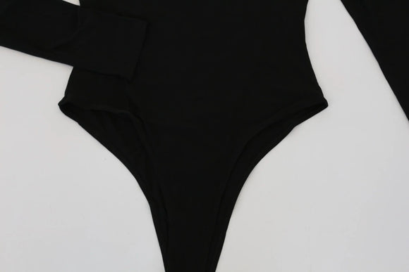 BOOHOO black skims long sleeve body suit - 16