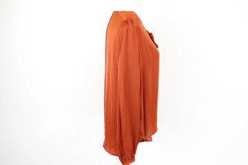 Studio.W Burnt Orange Satin Long-Sleeve Blouse | Size 6 | Pre-Loved - 0
