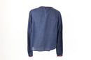 Woolworths navy blouse with red, orange and yellow stitching - 8-4