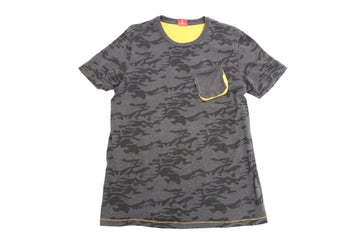 Puma Grey Army Print T-Shirt | Yellow Accents | Size L | Pre-Loved