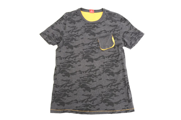 PUMA grey army print t-shirt with yellow details - L