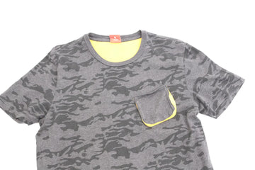 Puma Grey Army Print T-Shirt | Yellow Accents | Size L | Pre-Loved - 0